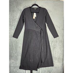 Banana Republic Wrap Dress Long Sleeve Knee Length Size S‎ Petite Stretchy Black